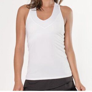 Lucky in Love White Racerback Tennis or Pickleball Tank - Small, Built in Bra